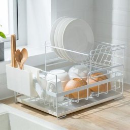 Gouttoir à Vaisselle à 2 Couches, Egouttoir à Vaisselle pour Evier, Egouttoir à Vaisselle en Acier