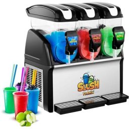 Machine à Granitas Granités Frappés 3 x 15 l Sans Bpa Jusqu'À 12 h D'Utilisation - Blanc, Argent