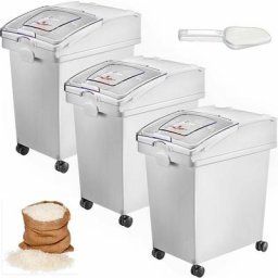 Bo?te de Stockage de Riz, Bacs à Farine de Céréales sur Roulettes, 3PCS (25?L) - Vevor