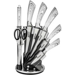 Couteaux Cuisine aVec Porte-Couteaux de 8 Pièces, Couteau de Chef Professionel en Acier Inoxydable,