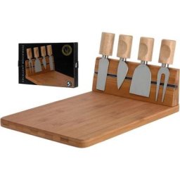 Excellent Houseware - Planche à fromage avec 4 couteaux - Bamboo