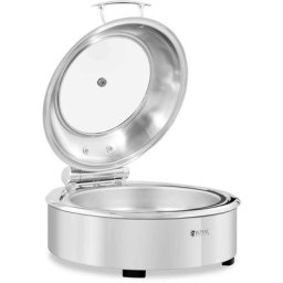 Royal Catering - Chafing Dish Professionnel Bain-Marie Chauffe-Plat Couvercle à Hublot Rond 5,5L