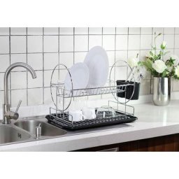 Gouttoir Vaisselle Premium Duo, Égouttoir Cuisine avec 2 Plateaux de Rangement, Métal Plastique,