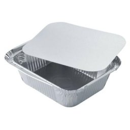 Barquette en Aluminium avec Opercule Combi Pack - 450ml - Lot de 100 - Argent / Inox