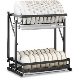 Gouttoir à Vaisselles à 2 Couches Sdlogal Pliable, Égouttoir à Couvert,Panier à Vaisselle en Acier