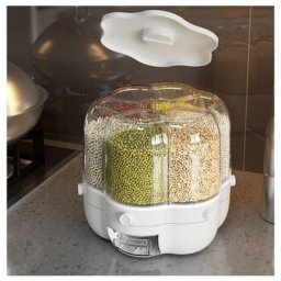 Grand récipient de stockage des aliments seau à riz pivotant distributeur de céréales hermétique