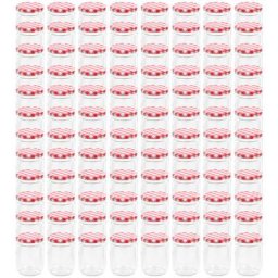 Pots à confiture Couvercle blanc et rouge 96 pcs Verre 230 ml Vidaxl blanc et rouge