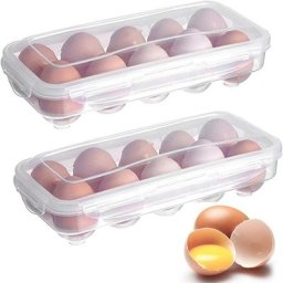 2 Pièces Boite a Oeufs Frigo, Boite Oeufs Plastique Transparent, Boite a œufs pour Réfrigérateur