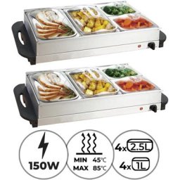 Chauffe-Plats Électrique - Set de 2, en Acier Inoxydable, Maintien de la Température, Couvercles