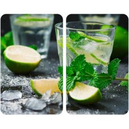 Wenko - Protection plaque de cuisson, couvre plaque de cuisson en verre Mojito, Lot de 2, verre