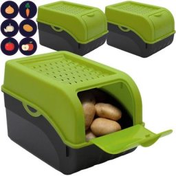 Artecsis - 3 Boîtes de conservation alimentaire 5L Vert /pour env. 4kg Pomme de terre + 6 Stickers