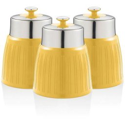 Swan - SWKA1024YELN Retro Set 3 Boîtes de Rangement Cuisine 1,2L Hermétiques pour Pâtes Riz,
