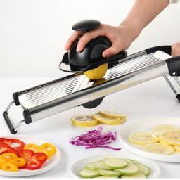 Mandoline Inox Professionnelle, Mandoline de Cuisine Multifonction à Epaisseur de Tranche