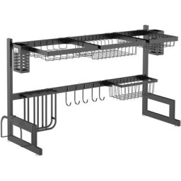 Gouttoir à vaiselle - organiseur d'évier - 8 espaces de séchage - pieds ventouses - acier inox.