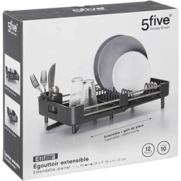 5five - gouttoir extensible 12 assiettes Etira gris - 5 five simply smart - Gris anthracite