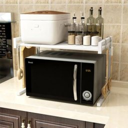 Hofuton Support de Four à Micro-Ondes Extensible, Etagere Rangement Cuisine Four à Micro Ondes, 3