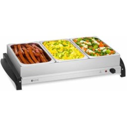 Chauffe-Plat Pan Grand Buffet Aliments Plateau Inox 400W 3X2.5L - Argent - Royal Catering