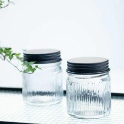 Set de 2 bocaux en verre et laiton noir - Nero