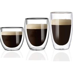GP - Tasse à expresso à double paroi en une pièce, tasse à café de 250 ml, verre thermique à effet