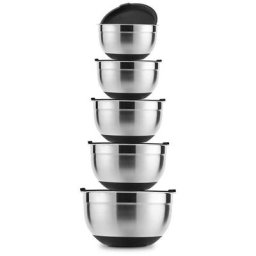 Randaco - Bol mélangeur 5 pièces avec couvercle Bol 16-24 cm Ensemble de bols en acier inoxydable