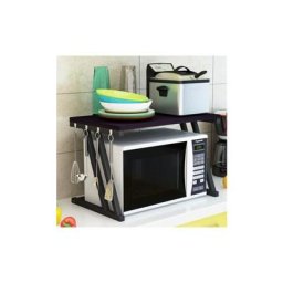 Support de Four à Micro-Ondes, Étagère Rangement Cuisine, Étagères à Épices, Noir 57×38×38 cm