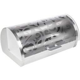 HI - Huche à pain avec couvercle à motif de fleurs Argent
