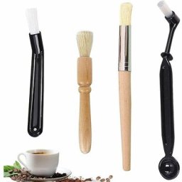 Lot de 4 Brosses de Nettoyage Café pour Moulin à Expresso avec Poignée en Bois et Plastique Brosse