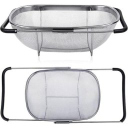 Colnk - Passoire Inox Evier Retractable Passoire Fine Avec Poignées Passoire Grande pour Cuisine