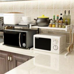 Dazhom - Support de Four à Micro Ondes Extensible Etagère Rangement Organisateur Cuisine Acier