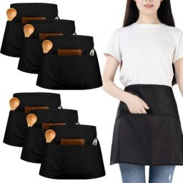 6 Pièces Tablier Taille, Imperméable Chef Tablier, Cuisine Demi Tablier avec 3 Poches, Hommes et