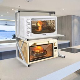 Sifree - Meuble Rangement Cuisine Support pour four à micro-ondes à 2 niveaux,Étagère Multifonction