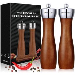 Moulin a Poivre et Sel, Lot de 2 Moulin Sel Poivre Bois, Manuel Moulin à Sel et Poivre, Réglables