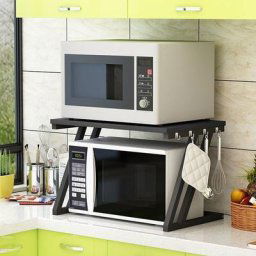 Support de Four à Micro-Ondes à 2 Niveaux, Etagere Rangement Cuisine Support de Grille-Pain en
