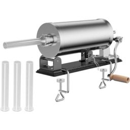 Relax4life - Poussoir à Saucisse Manuel Horizontal 3,6L/4,8L Cylindre en inox 4 Entonnoirs Équipés