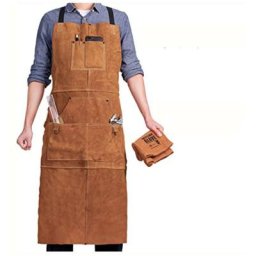 Tablier de Soudeur Professionnel en Cuir pour Homme avec 6 Poches. Tablier de Soudure Durable de