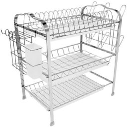 Gouttoir à vaisselle rack 3 niveaux cuisine couverts tasse assiettes support évier égouttoir