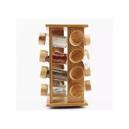 Support d'assaisonnement circulaire en bambou à 3 couches Base rotative couvercle en bois bouteille
