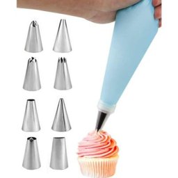 8 Douilles Patisserie et 1 Poches à Douille en Silicone Réutilisable, diy Patisserie Accessoire Kit