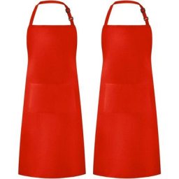 Lot de 2 tabliers à bavette réglables résistants aux gouttes d'eau avec 2 poches de cuisine, rouge