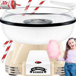 KESSER® Machine à barbe à papa pour la maison - Avec 30 bâtonnets de barbe à papa et cuillère de
