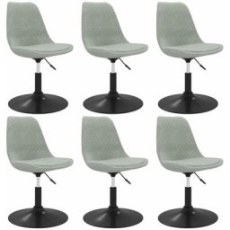 Chaises pivotantes à manger lot de 6 gris clair velours Vidaxl Gris clair