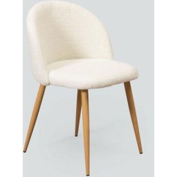 Chaise en chenille Kana Sklum Blanc Bois Naturel - Bois Naturel Blanc