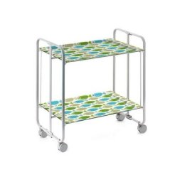 Don Hierro - Table roulante pliante bauhaus, 2 plateaux, châssis gris aluminium. - 67