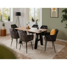 Table multi-positions 157x90 cm extensible à 234 cm couleur Chêne Artisan et Noir Chêne et noir