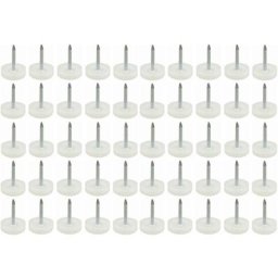 Cyclingcolors - 50x Embout de pied chaise a clouer diamètre 15mm plastique blanc rond Meuble Patin