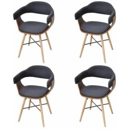 Chaises à manger lot de 4 gris foncé bois courbé et tissu Vidaxl Gris foncé