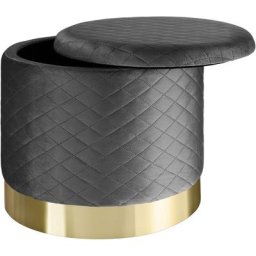 Pouf coffre de rangement aspect velours coco matelassé - tabouret bas, tabouret design, petit