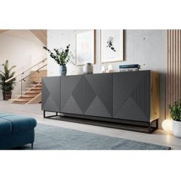 Buffet Bobochic Buffet 4 portes 200 cm alice pieds en métal Gris foncé - Gris foncé