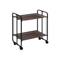 Don Hierro - Table roulante pliante bauhaus, 2 plateaux, châssis noir - Wengé
