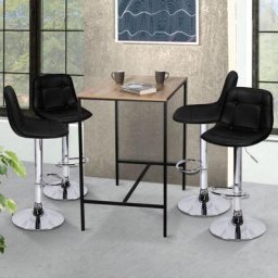 Idmarket - Lot de 4 tabourets de bar denver noirs vintage pied chromé - Noir